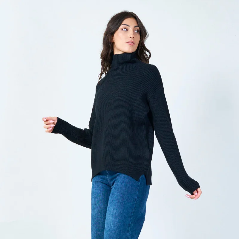 Flash Deals Ribbed high-collar knit sweater wholesale