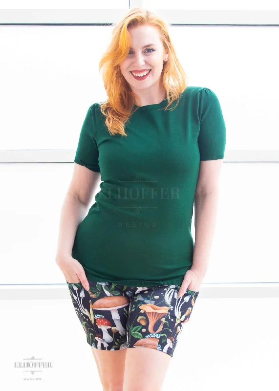 Final Clearance Handmade Essential Kelly Biker Short - Foraging Mushrooms