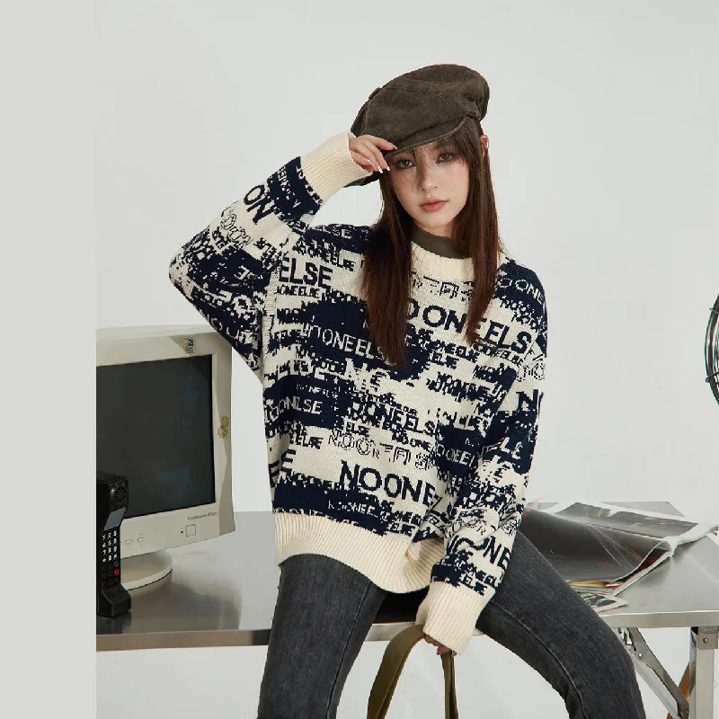 Massive Deals Noe Lettering Knit Sweater