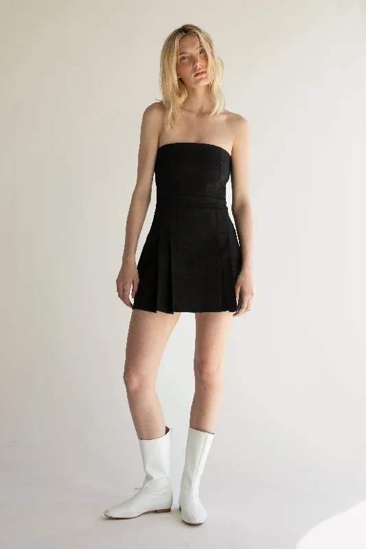 Act Now TUBE TOP MINI PLEATED DRESS