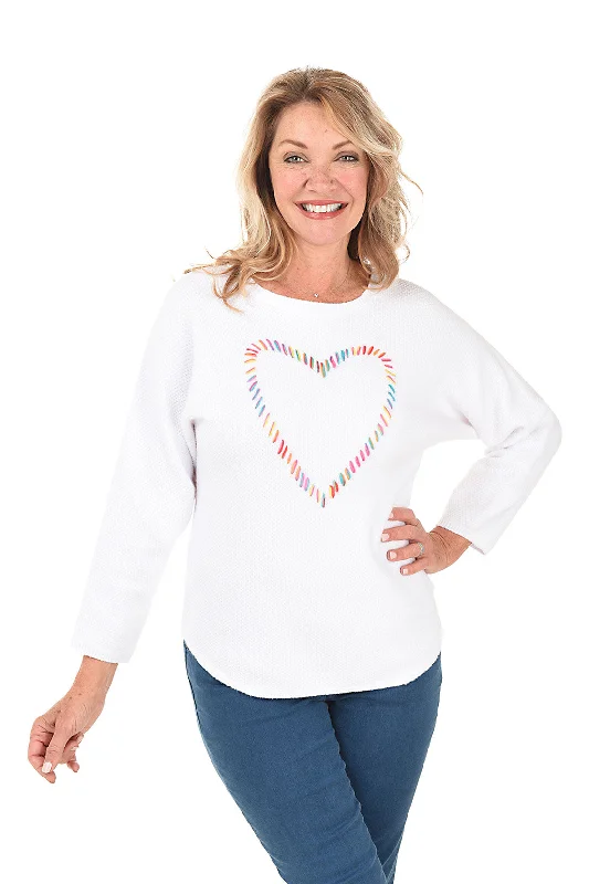 Extra Savings White Rainbow Heart Sweater
