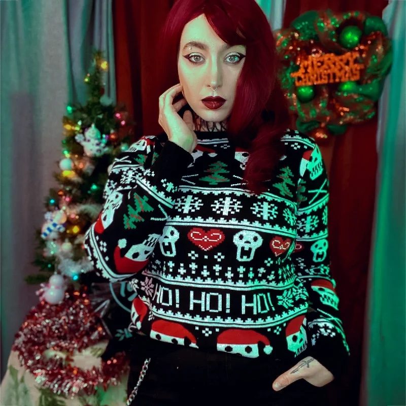Extra Discount Skulls Ho Ho Ho Knit Christmas Sweater