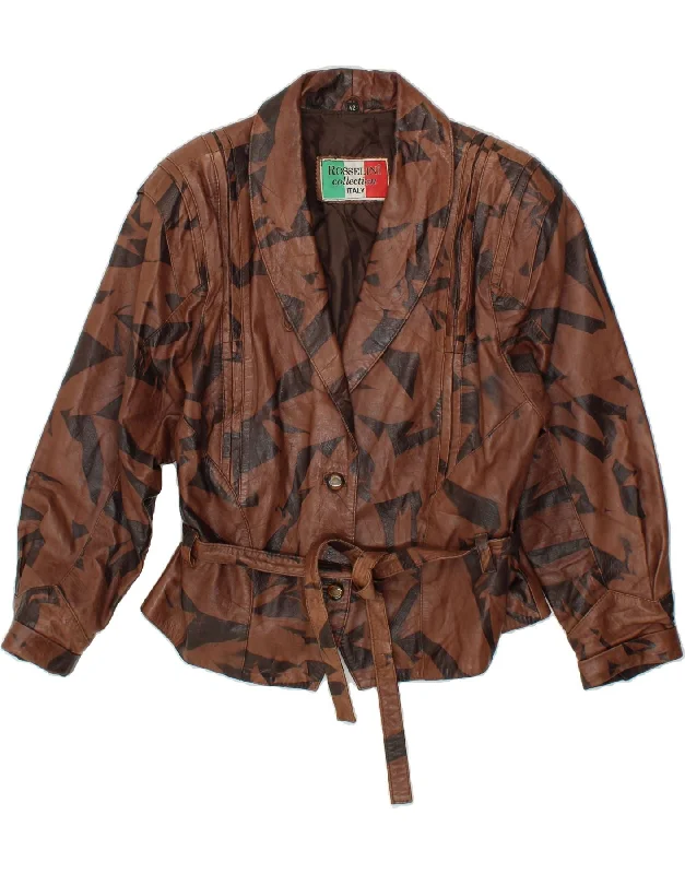 Weekend Discounts to Indulge In VINTAGE Womens Abstract Pattern Leather Jacket IT 42 Medium Brown Leather Weekend Discounts to Indulge In VINTAGE Womens Abstract Pattern Leather Jacket IT 42 Medium Brown Leather