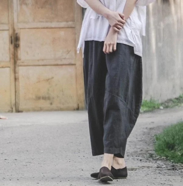 Sale Alert Women Cotton Linen Elastic Waist Vintage Pants Ladies Solid Color Retro Loose Trousers Sale Alert Women Cotton Linen Elastic Waist Vintage Pants Ladies Solid Color Retro Loose Trousers