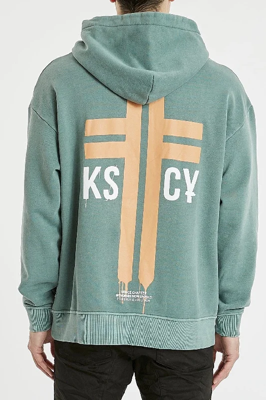 KISS CHACEY Mens Truxton Relaxed Hooded Sweater Pigment Silver Pine