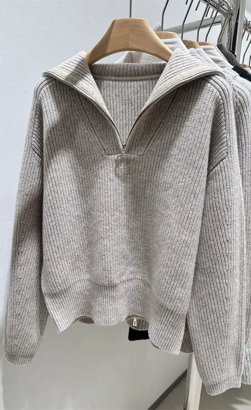 Stock Up and Save Ribbed half zip sweater