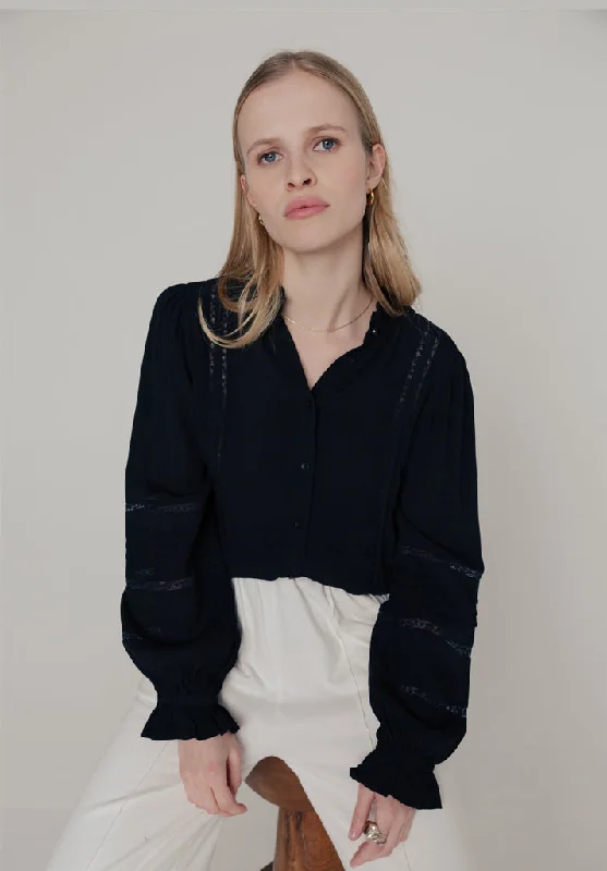 Incredible Offers Abby Lace Insert Blouse In Black