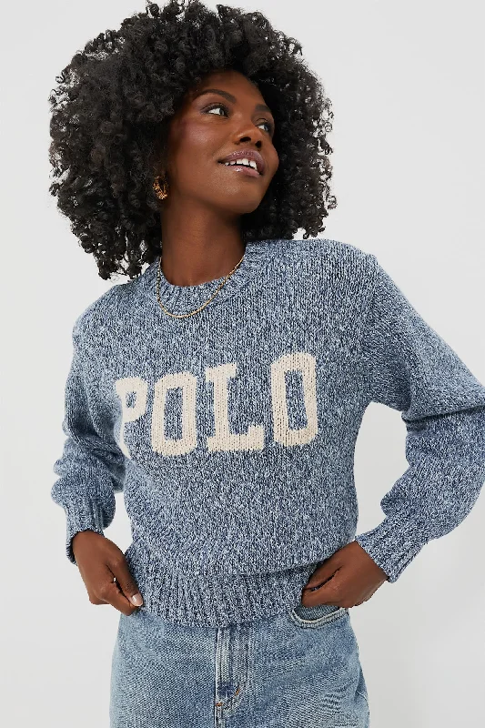 Extra Savings Denim Marl Cotton Long Sleeve Pullover