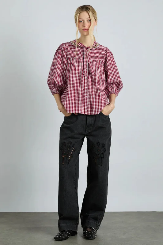 Year-End Sale Damson Madder Mila Blouse - Cherry Gingham