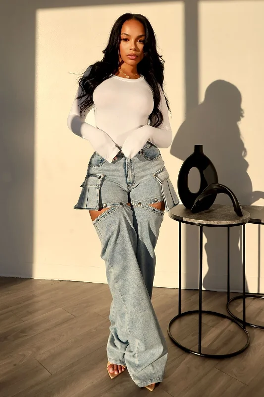 Savings Galore Snap Me Detachable Pocket Jeans