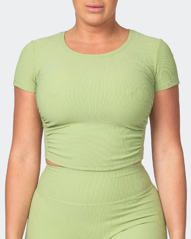 Weekend Savings Delight Rival Cropped Rib Top - Matcha