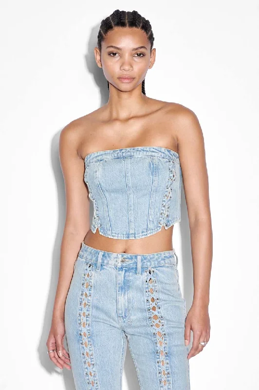 Weekend Savings Bonanza Ksubi Bustier Dove Laced Top - Denim
