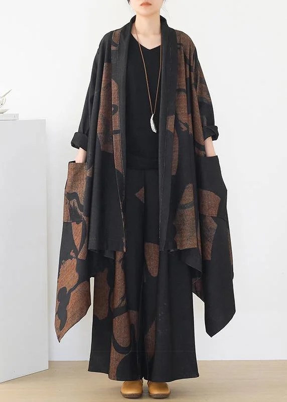 Super Deal Thin woolen material suit women's winter large size loose and thin temperament long wide-leg pants