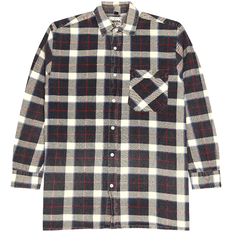 Canda Checkered Flannel Shirt Grey White Navy