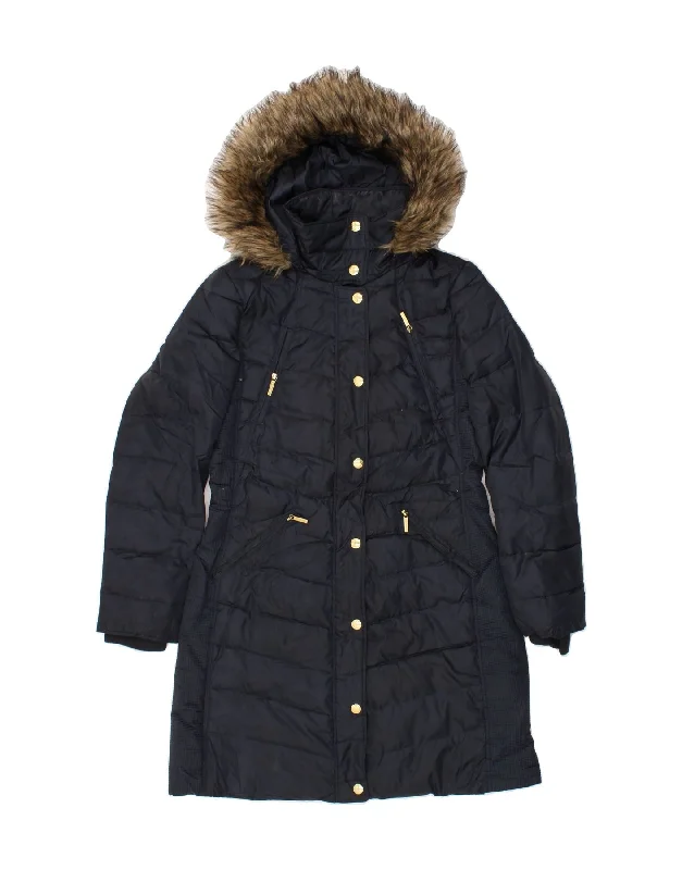 Discount Deals MICHAEL KORS Womens Hooded Padded Coat UK 14 Medium Navy Blue Polyester Discount Deals MICHAEL KORS Womens Hooded Padded Coat UK 14 Medium Navy Blue Polyester