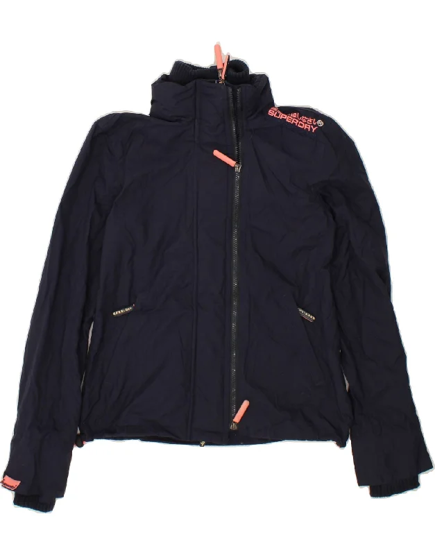 Price Smash SUPERDRY Womens Windcheater Windbreaker Jacket UK 10 Small Navy Blue