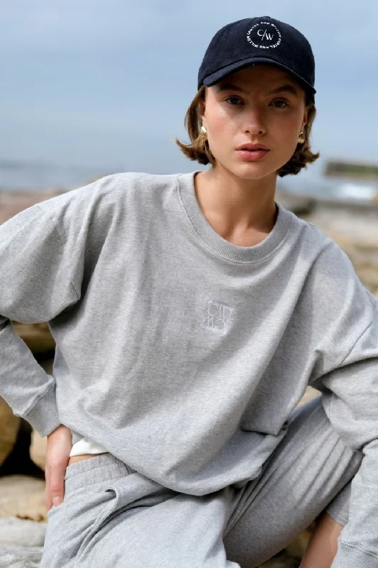 Weekend Offers That Excite Ada Mist Marle Logo Slim Crew Sweater