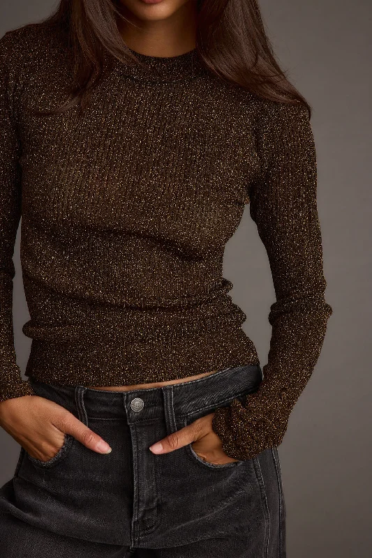 Mega Deal Mirage Gold Lurex Long Sleeve Top