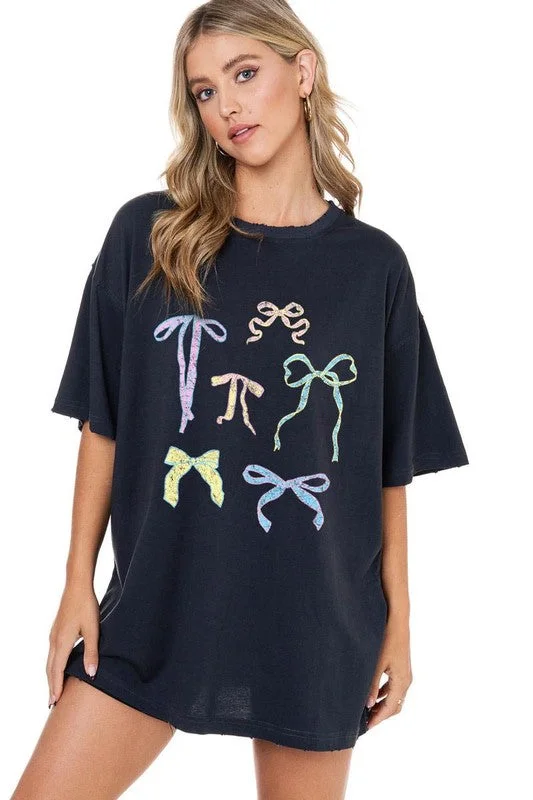 Don't Wait Oversized Bow Graphic Tshirt