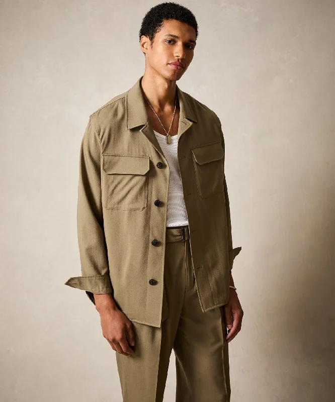 Italian Gabardine Two-Pocket Overshirt in Mushroom