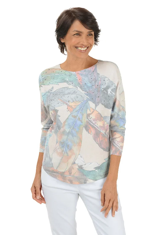Exclusive Savings Colorful Feathers Jeweled Dolman Sleeve Sweater