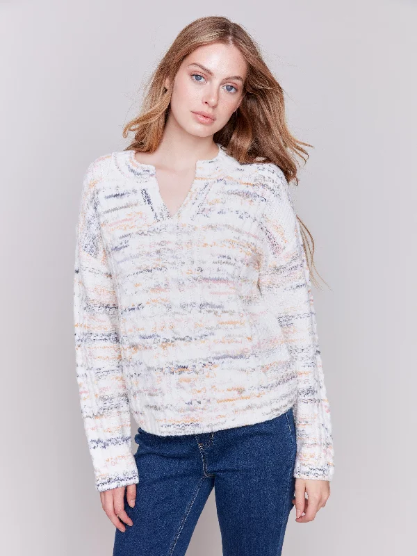 Fantastic Offers Speckled Yarn Cable Knit Sweater - Ecru