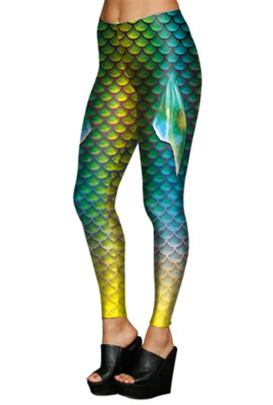 Now or Never Yellow and Green Scale Fish Leggings