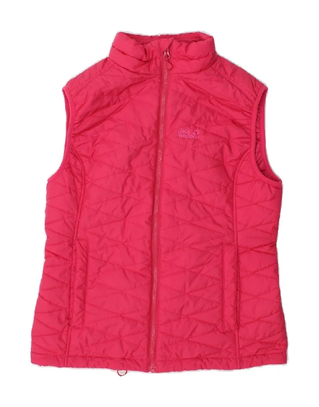Instant Savings JACK WOLFSKIN Womens Padded Gilet UK 12 Medium Pink Polyester