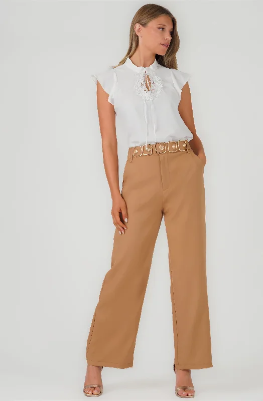 Exclusive Online Offer Ruffle Sleeved Blouse with Crochet Detail