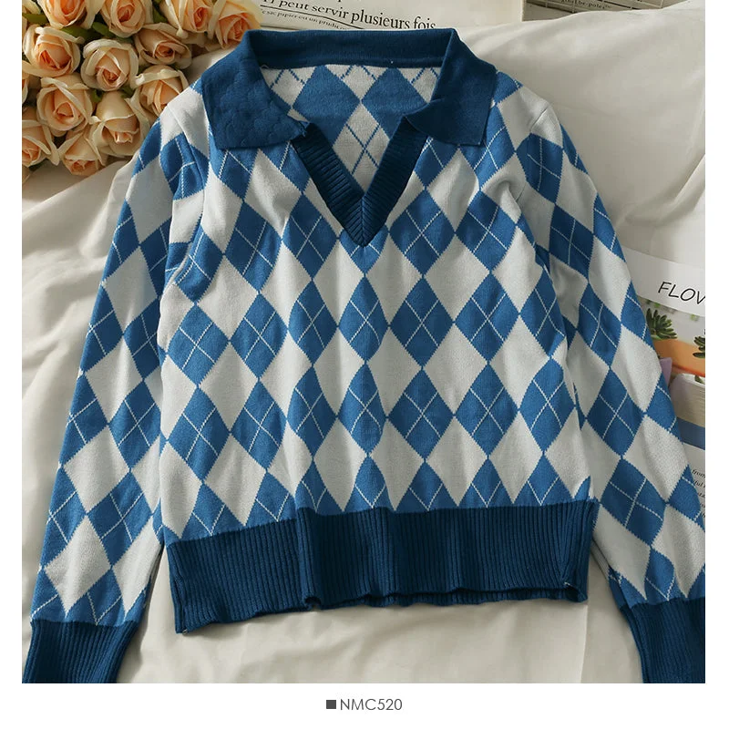Weekend Savings Spree Knitwear women's autumn Lapel long sleeve versatile Pullover Top 2001 Weekend Savings Spree Knitwear women's autumn Lapel long sleeve versatile Pullover Top 2001