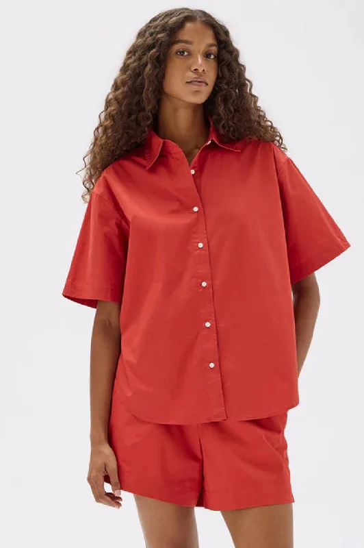Limited Time Discount Assembly Tala Poplin SS Shirt - Papaya
