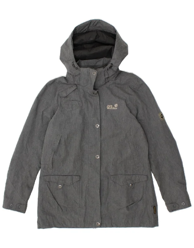 Special Discount JACK WOLFSKIN Womens Hooded Windbreaker Coat UK 16 Large Grey Polyester