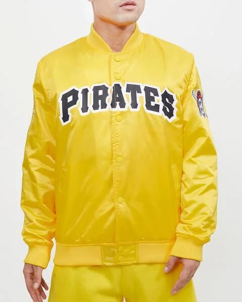 MLB PITTSBURGH PIRATES WORDMARK MEN'S SATIN JACKET (YELLOW)