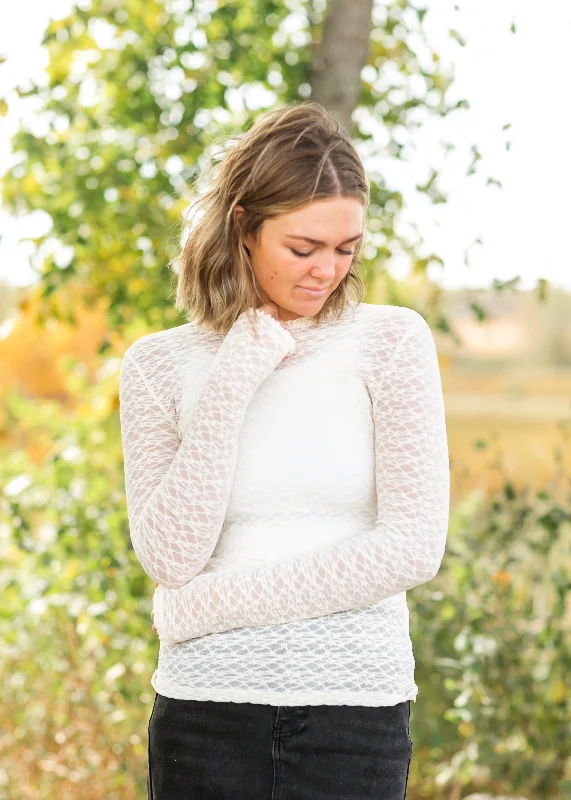 Epic Value Stretch Lace Mock Neck Fitted Top - FINAL SALE