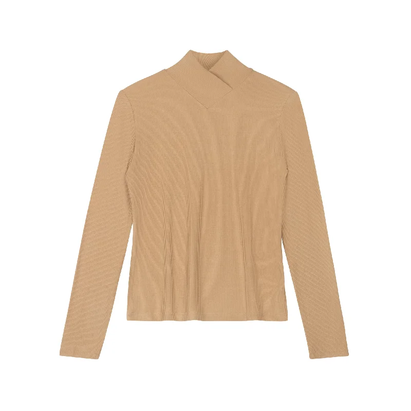 Act Fast Tulip Ribbed Turtleneck | Beige [Final Sale]