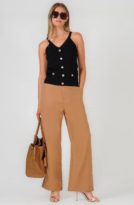 Huge Discounts Embossed Knit Top with Gold Buttons