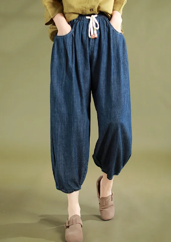 Shop and Save Summer Solid Washed Drawstring Pocket Denim Pants