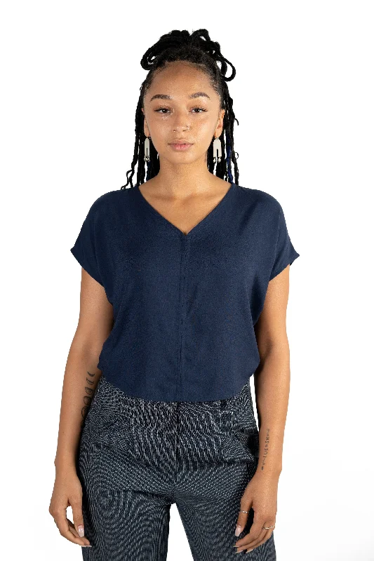 Discount Extravaganza Dolman top in Navy Rayon Challis