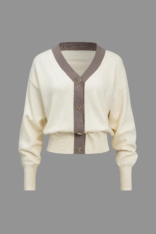 Weekend Deals to Make You Happy Contrast Button Sweater Cardigan