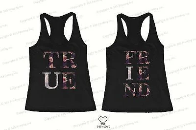 Savings Bonanza BFF Tank Tops True Friend Floral Print Matching Shirts for Best Friends