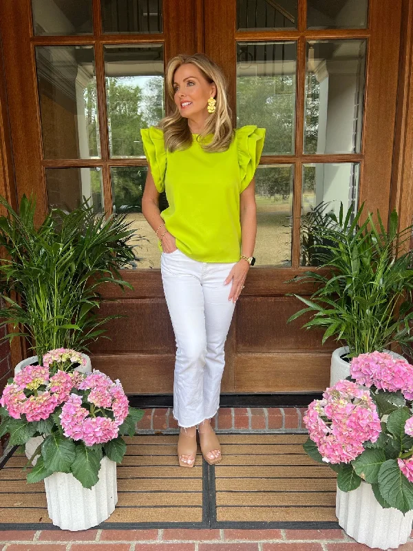 Final Offer Lana Double Ruffle Dressy Blouse | Lime Green