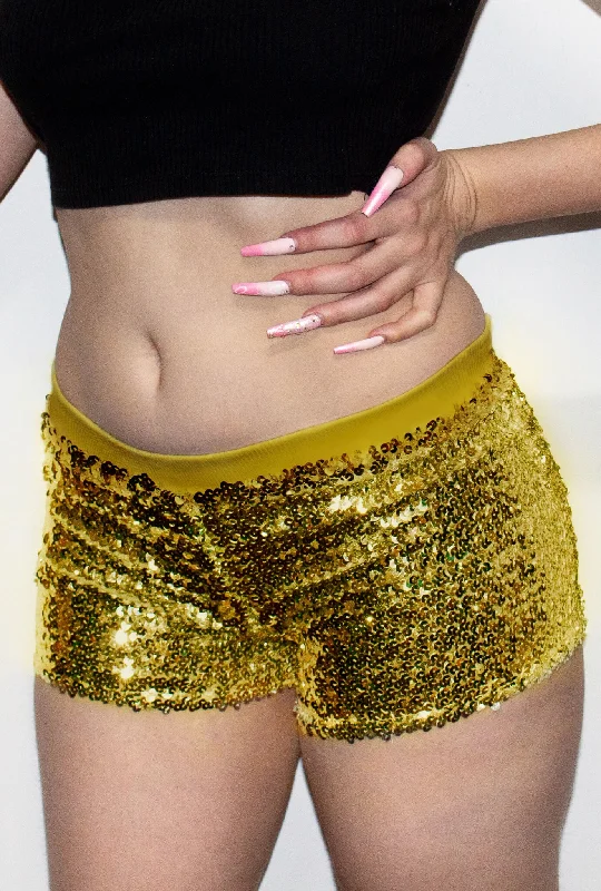 Bonus Savings Sequin Gold Booty Shorts