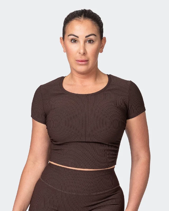 Weekend Savings Spectacle Rival Cropped Rib Top - Cocoa