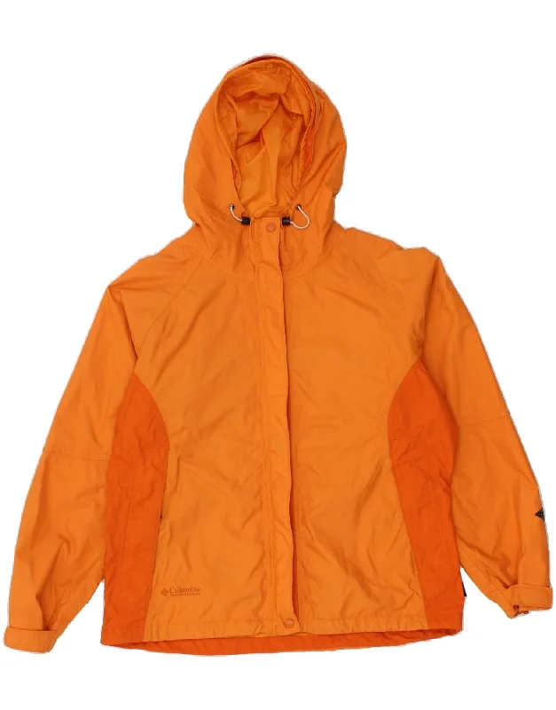 Amazing Deals COLUMBIA Womens Hooded Rain Jacket UK 18 XL Orange Polyester