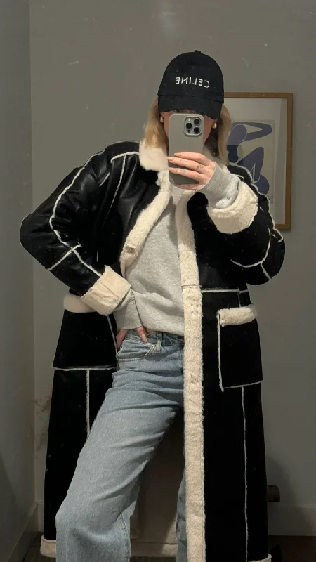 Discount Days Eliza Black and Sherpa Long Coat