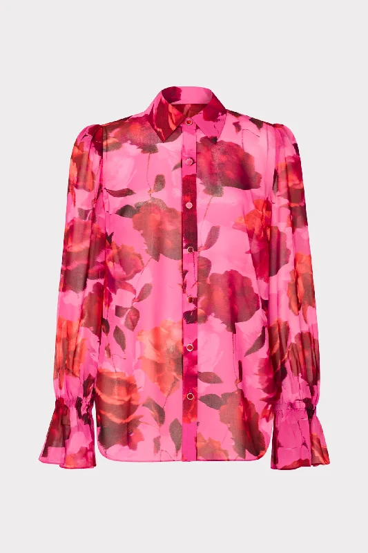 Final Sale Lacey Blurred Blossom Printed Blouse