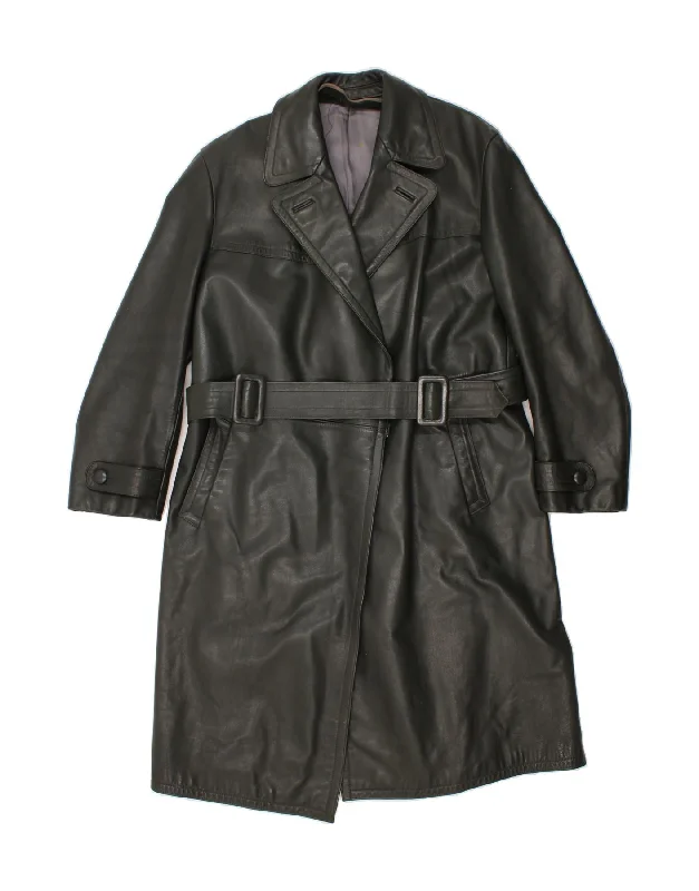 Overstock Clearance VINTAGE Womens Leather Coat UK 18 XL Green