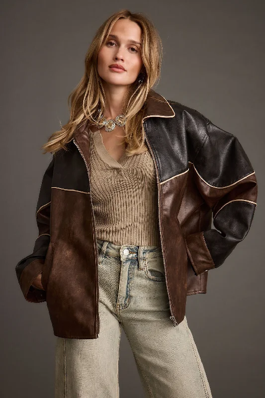 Members Only Bono Colorblock Vegan Leather Jacket