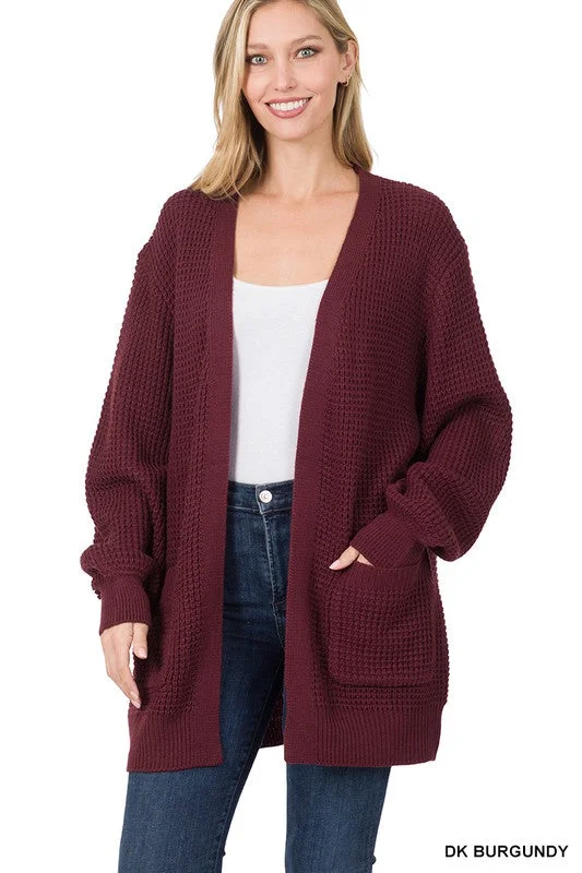 Weekend Specials You Can't Miss Low Gauge Waffle Open Cardigan Sweater