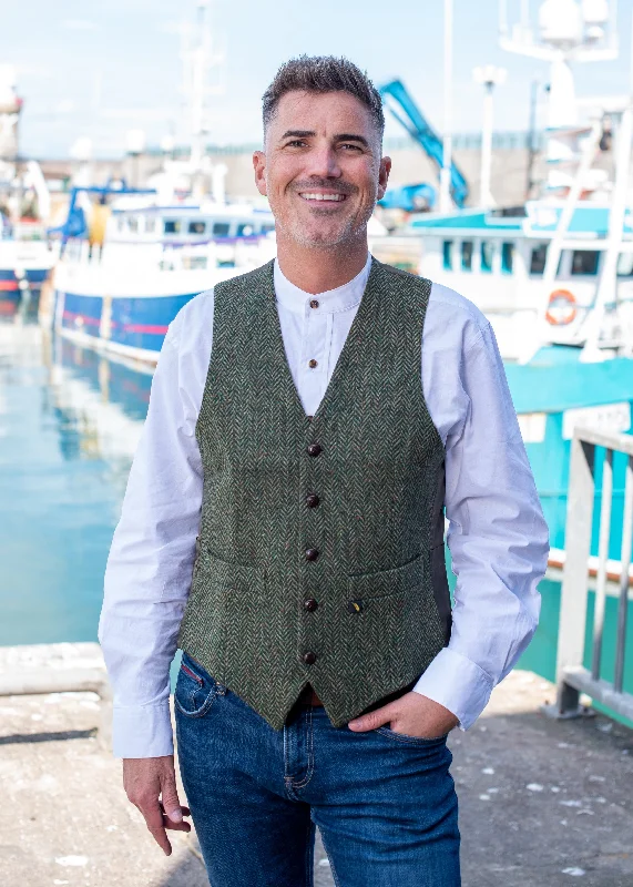 Donegal Tweed Green Waistcoat - Hatman